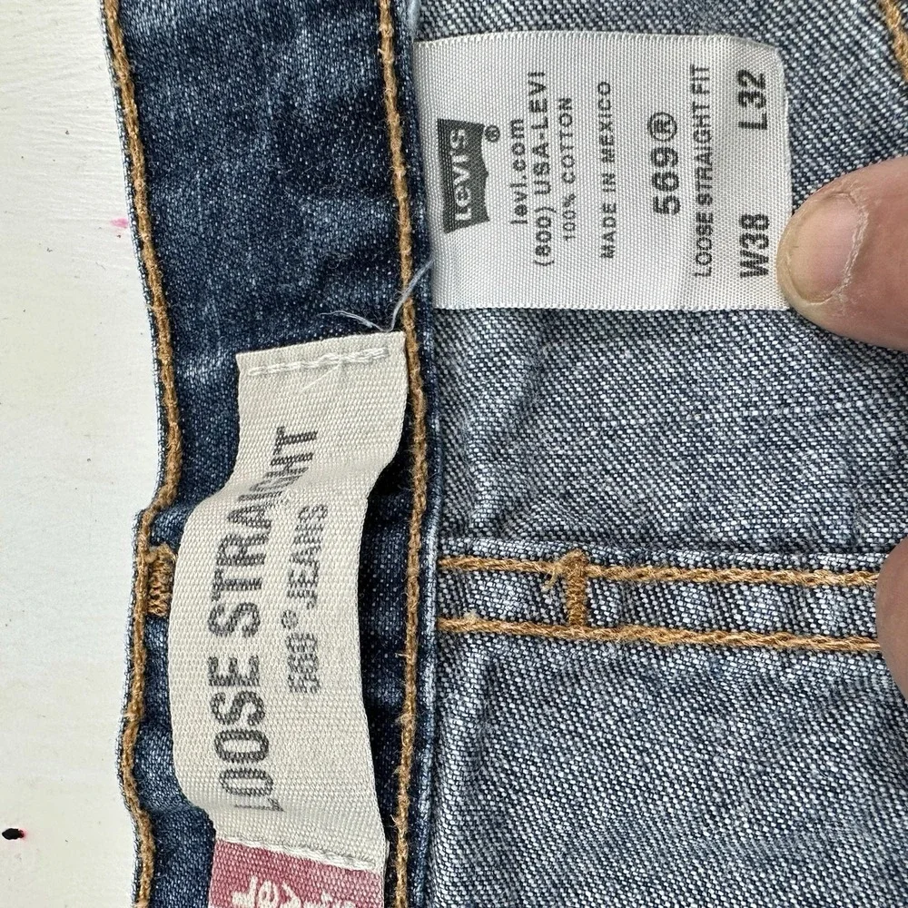 VTG Y2K Levi's 569 Loose Straight Jeans Men 38x32 Blue Baggy Medium Wash Skater